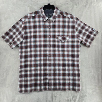 KUHL Seersucker Manga Corta Abotonada Para Hombres 2XL Rojo Cuadros Mezcla Poliéster Informal Foto 1 de 4
