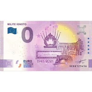 0 € ZERO EURO SOUVENIR BANCONOTA ITALIA 2022 - MILITE IGNOTO - Picture 1 of 1