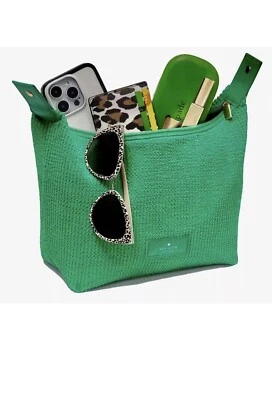 KATE SPADE РЕБРИСТЫЙ КОСМЕТИЧЕСКИЙ МЕШОЧЕК / ЧЕХОЛ ЗЕЛЕНЫЙ НОВЫЙ В УПАКОВКЕ - Изображение 1 из 2