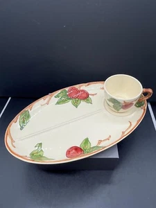 Franciscan APPLE Oval Snack Tray Divided Plate w/ Cup TV Mark USA 1958-1960 - Picture 1 of 14