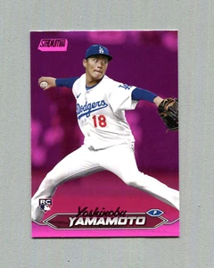 2024 Topps Stadium Club Yoshinobu Yamamoto Pink Parallel Rookie Card RC #114 - Picture 1 of 2