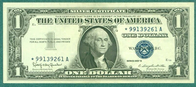 US 1957  $1 Silver Certificate ( * 261 A)  World paper money currency banknotes  - Image 1 of 3
