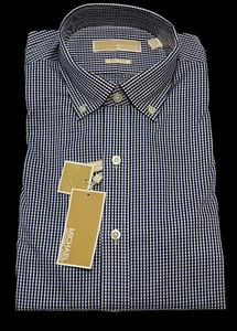 NWT Michael Kors Classic Fit Non Iron 15.5 34/35 Button Shirt Blue Check - Picture 1 of 7