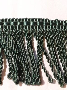 3 yd Kravet 1-7/8" Bullion Fringe Emerald Green Viscose Trim Passementerie - Picture 1 of 4
