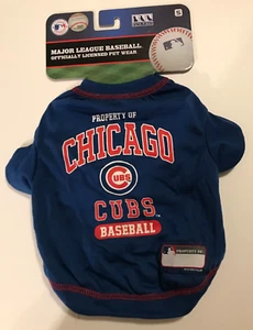 NEW Property of Chicago Cubs Baseball Small Dog Blue Shirt Licensed MLB Pet Wear - Picture 1 of 7