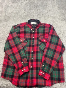Vtg River Trader Jacket Mens XL Red Green Tartan Plaid Acrylic Flannel Shacket - Picture 1 of 9