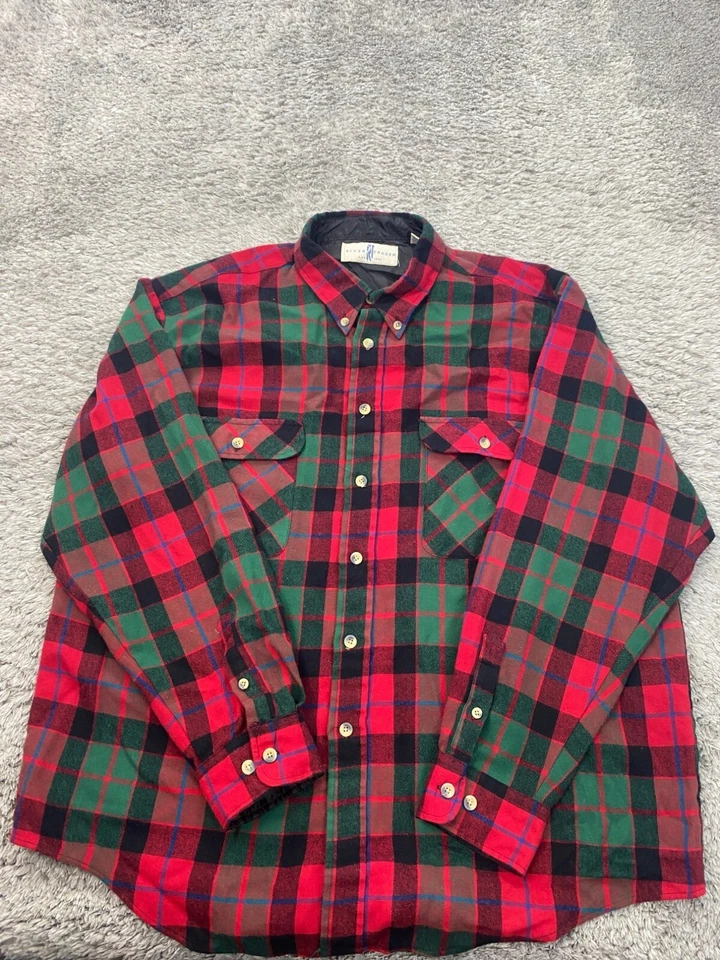 Vtg River Trader Jacket Mens XL Red Green Tartan Plaid Acrylic Flannel Shacket - Image 1 of 4