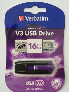 Verbatim Store 'n' Go V3 USB 3.0 Drive - 16GB Black/Violet - NEW!!