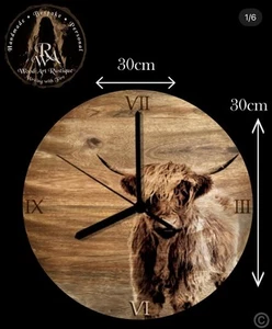 Handmade Bespoke Unique Pyrography Animal/Pet Art Analog Clock - Picture 1 of 23