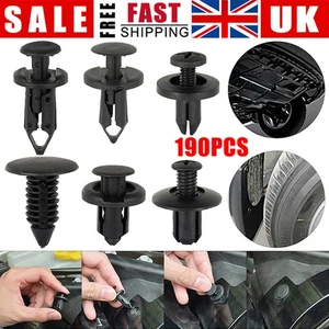 190Pcs 6 Sizes Retainer Clips Nylon Clips Rivet Car Body Trim Clips Assortment - Picture 1 of 15