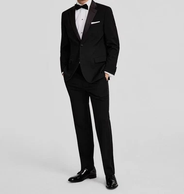 Nautica Mens Modern fit 2-Pc Tuxedo Suit 38R/32W Black Stretch E111628 - Image 1 of 4