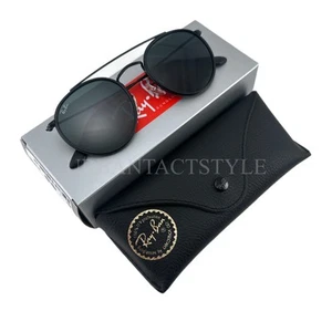 Ray-Ban Sunglasses RB3647N Round Double Bridge Black Frame Blue Grey Lens 51mm - Picture 1 of 9