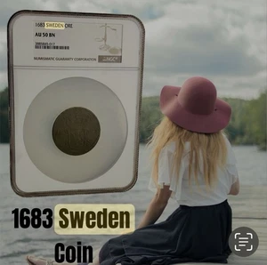 1683 Schweden ERZ Münze NGC-AU50 BN große Platte ( SELTEN ) - Bild 1 von 9