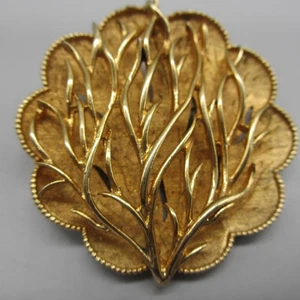 Broche Coro Vintage Tono Dorado Hoja Rama Prendedor Texturizado Bisutería - Imagen 1 de 8