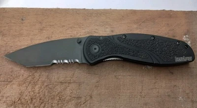 Cuchillo de hoja dentada KERSHAW 1670TBLKST Ken Onion negro desenfoque tanto hecho en EE. UU.  Foto 1 de 4