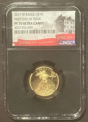 2017-W American Eagle $10 GOLD NGC PF70 :  PROOF Coin 1/4 Oz Bullion FDOI 10350 - Image 1 of 2