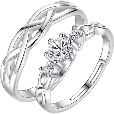 Partnerringe Edelstahl, Unendlichkeit, Cubic Zirkonia, Verlobungsringe, Hochzeit - Bild 1 von 2