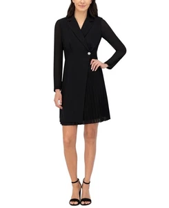 Vestido negro de gasa plisado elástico firma Vince Camuto para mujer talla 12 nuevo con etiquetas - Imagen 1 de 1
