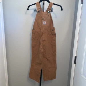 Carhartt Overalls Youth 6 Duck Canvas Boys Double Knee Bibs Coveralls Workwear - Picture 1 of 5