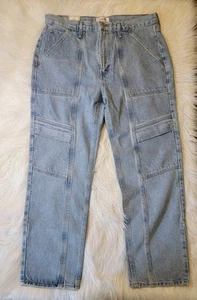 Agolde Cooper Cargo Pants Womens Size 31 Jeans Blue Light Wash Denim - Picture 1 of 17