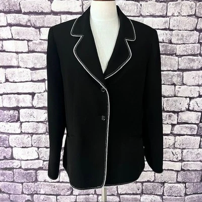 Jones Wear Black & White Fully Lined Long Sleeve Jacket Size 14 - Image 1 of 4