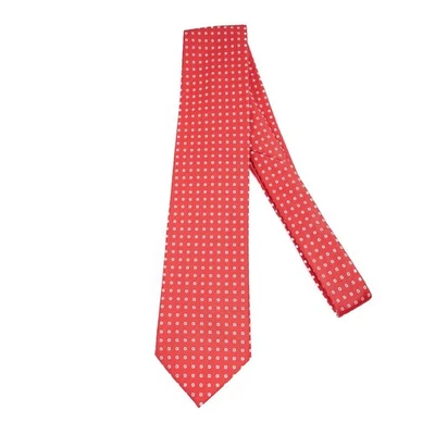 Atelier F&B Silk Tie Red Textured Geometric Made in France 3.75x57 - Image 1 of 4