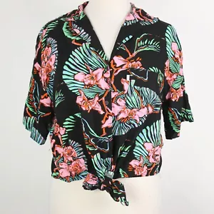Levi's Damen kleines tropisches Kleeblatt vorne zum Binden bauchfreies Shirt Oberteil - Bild 1 von 4