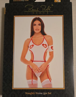 RENE ROFE NAUGHTY NURSE TEDDY COSTUME 3 PIECE SET One Size - Image 1 of 2