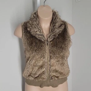 Arizona Zip Up Faux Fur Vest ~ Sz XL ~ Brown ~ Sleeveless - Picture 1 of 6