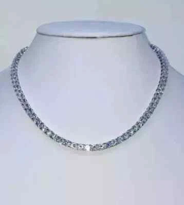 Colar de tênis masculino corte redondo 20 quilates diamante criado em laboratório acabamento em ouro branco 14K - Imagem 1 de 3