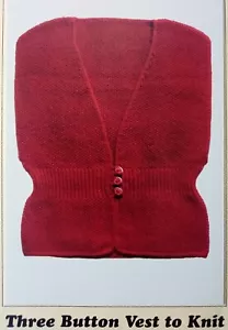 Dovetail Designs Knitting Pattern THREE BUTTON VEST Ribbed Waist Sweater Women - Picture 1 of 2