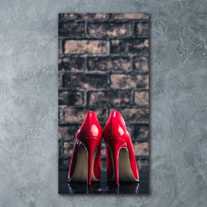 Wand-Bild Kunstdruck aus Hart-Glas Hochformat 60x120 Rote High Heels - Bild 1 von 7