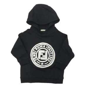 Fendi Girls Boy Black Fleece White Logo Sweatshirt Hoodie Size 10 - Picture 1 of 1