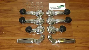 68-72 Chevelle BLACK Knob Window Cranks Vent Chrome Door Handle Clip GTO Cutlass - Picture 1 of 6