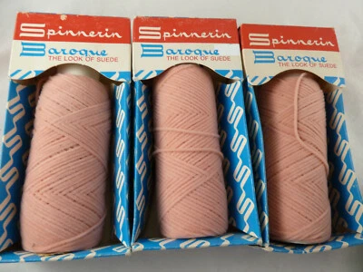 Fio de camurça Spinnerin aparência barroca 3 novelos rosa 3301 nylon 1 oz cada total 3 oz - Imagem 1 de 4
