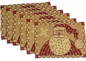 Juego de 6 manteles individuales de 19" x 13" tapiz de Papá Noel de vacaciones de Navidad - Imagen 1 de 6
