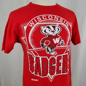Wisconsin Badgers Vintage T-Shirt Herren Medium rot Crew Bucky Artex, USA - Bild 1 von 8