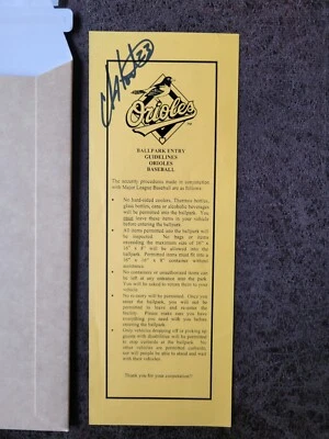 Chris Hoiles Ballpark Entry Sheet - Baltimore Orioles - Autographed! - Image 1 of 2