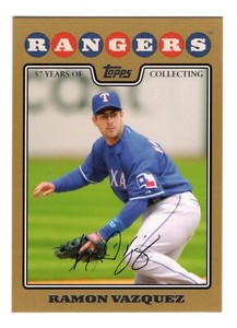 2008 TOPPS GOLD RAMON VAZQUEZ CARD #132  **NM-MT** SERIAL #1317/2008  RANGERS