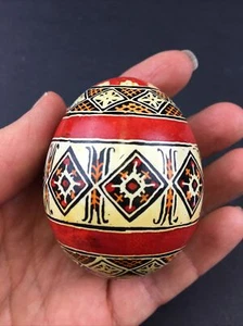 Vintage Russian Hand Painted Egg With Handcarved Wooden Stand - Picture 1 of 8