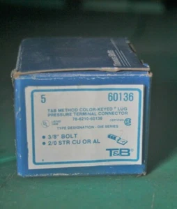 Thomas & Betts Color Keyed Aluminum 1 Hole Lug 5 Pk No. 60136 - Picture 1 of 3