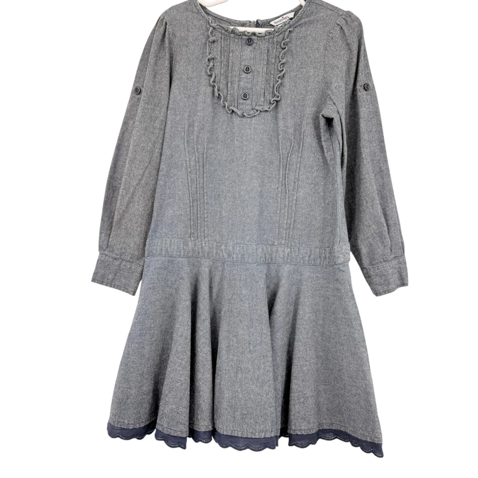 Hartstrings Girls Denim Long Sleeve Ruffle Button Down Dress 6x - Image 1 of 4