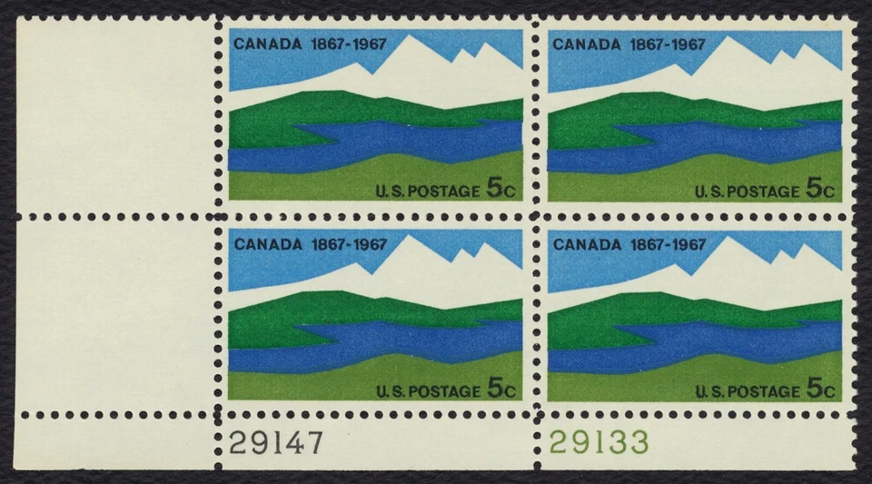 #1324 5c Canada Centennial, Plate Block [29133-29147 LL] **ANY 5=FREE SHIPPING** - Image 1 of 1