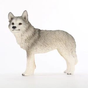 Husky Figurine Hand Painted Collectible Statue Gray/White Brown Eye - Picture 1 of 1