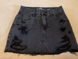 Falda Hollister High Rise 3 Juniors negra desgastada - Imagen 1 de 4