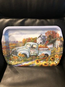 Serving Tray plastic truck Fall Sunflower Pumpkins Leaves - Picture 1 of 1