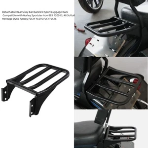Black Sissy Bar Luggage Rack Fit For Harley Softail Sportster XL 883 1200 Dyna - Picture 1 of 12