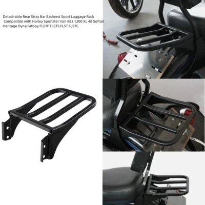 Black Sissy Bar Luggage Rack Fit For Harley Softail Sportster XL 883 1200 Dyna - Image 1 of 4
