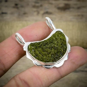 Gorgeous Moldavite Gemstone 925 Solid Silver Handmade Pendant Gift For Wedding - Picture 1 of 3