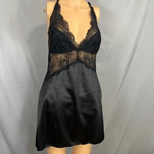 Frederick's of Hollywood Babydoll Dress Womens Large Black Stretch Lace Detail - Picture 1 of 5